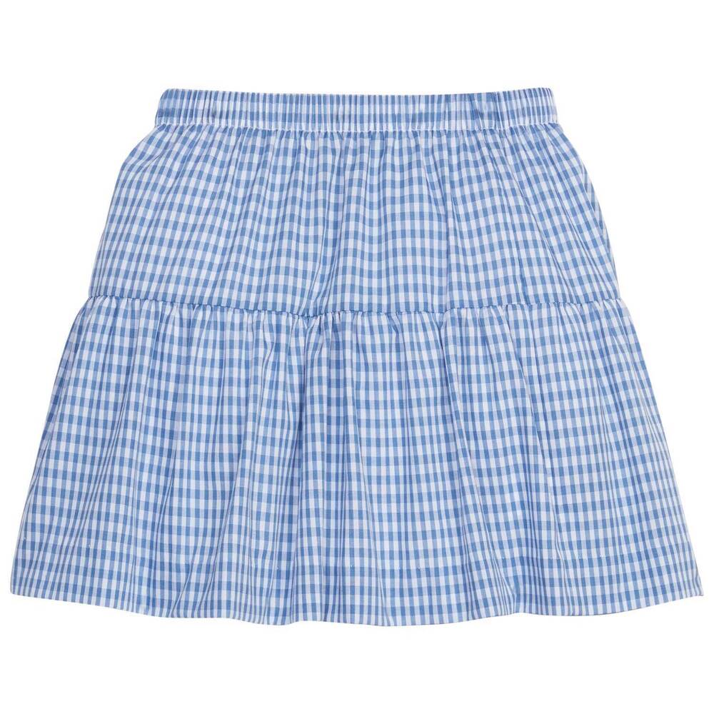 NEW LITTLE ENGLISH girl's gingham jillian skirt in blue